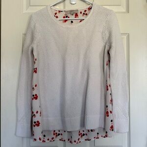 Ann Taylor Loft Women Size S Long Sleeve Knit Sweater With Chiffon Floral Back